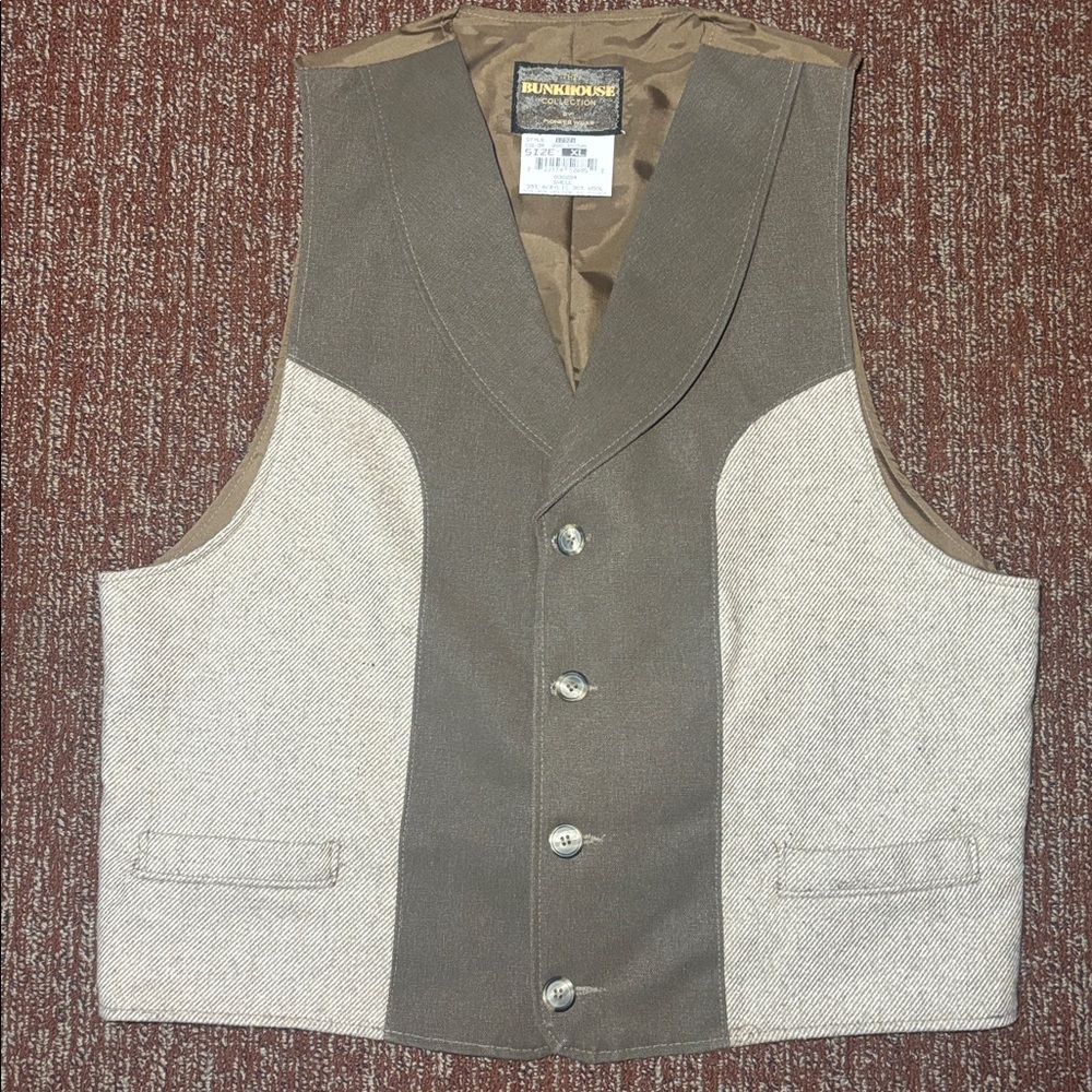 PIONEER Brown Vest from The Bunkhouse Collection heavyweight tweed suit vest XL